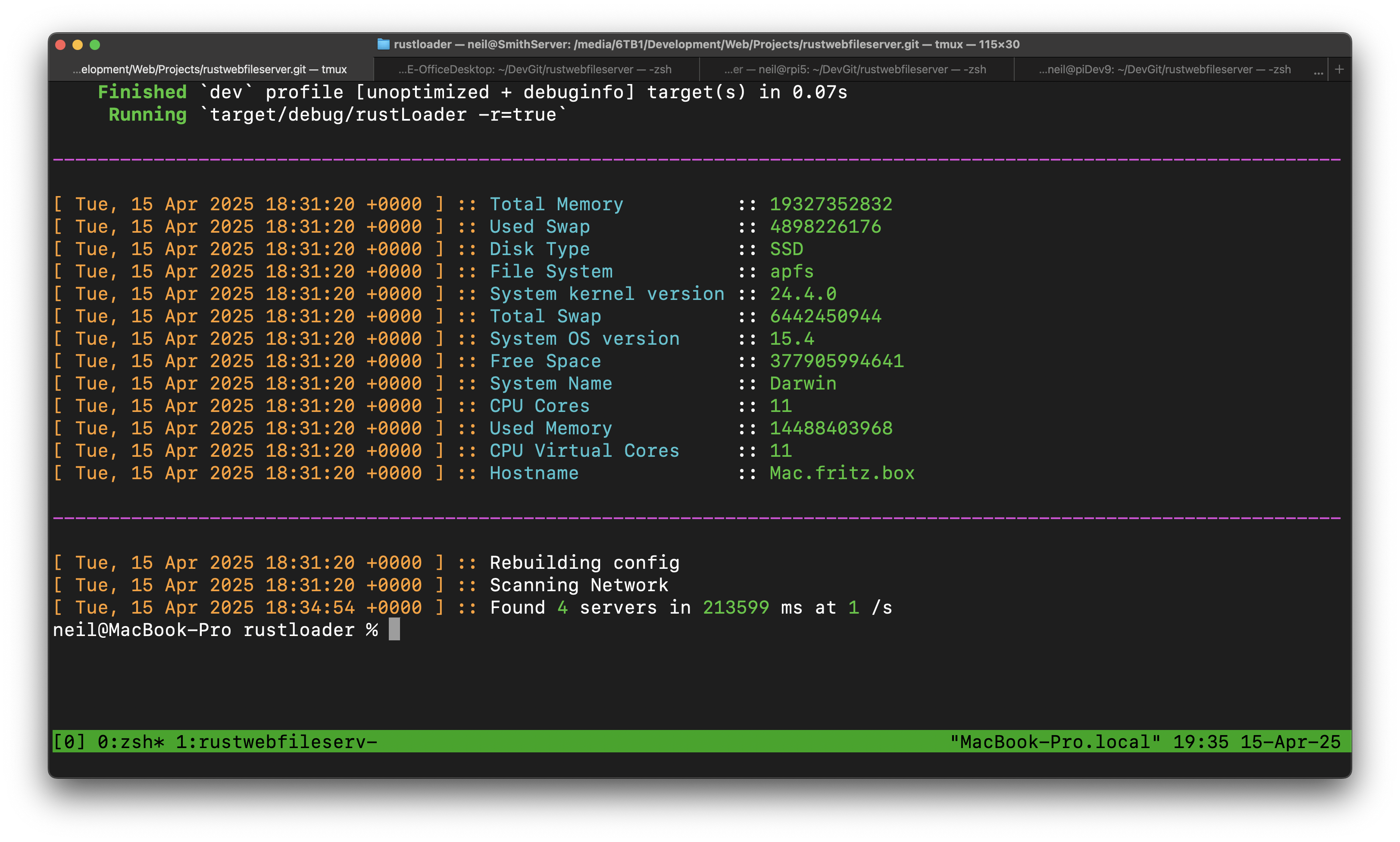 A screenshot containing the results of a slow network scan; 213 seconds.